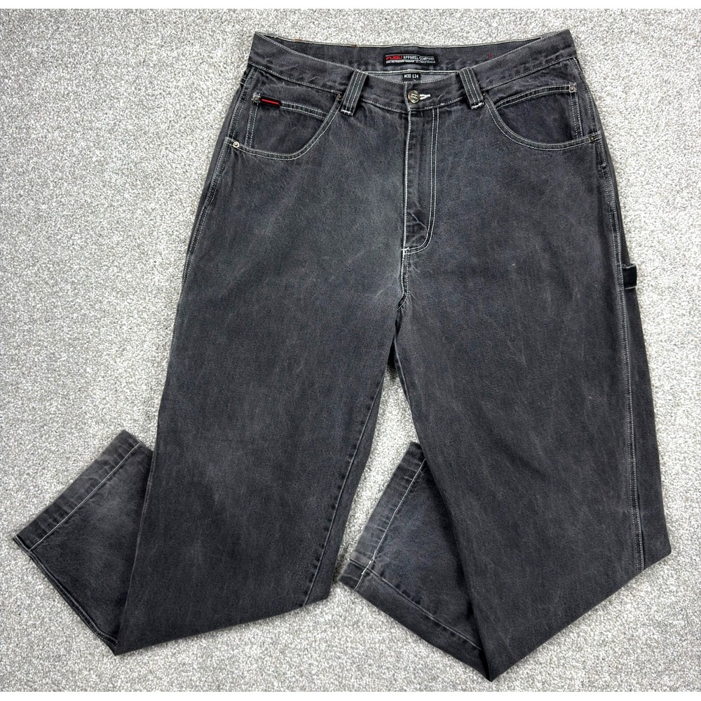 Vintage Y2K FUBU Carpenter Jeans Men's 36x34 Black Baggy Hip Hop Skater